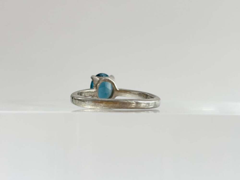Kyanite Oval Cut Gemstone Solitaire Minimalist Sterling Silver 925 Vintage Ring - Picture 4 of 13